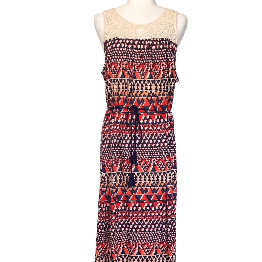 Lucky Brand Geometric Print Maxi Dress size L
